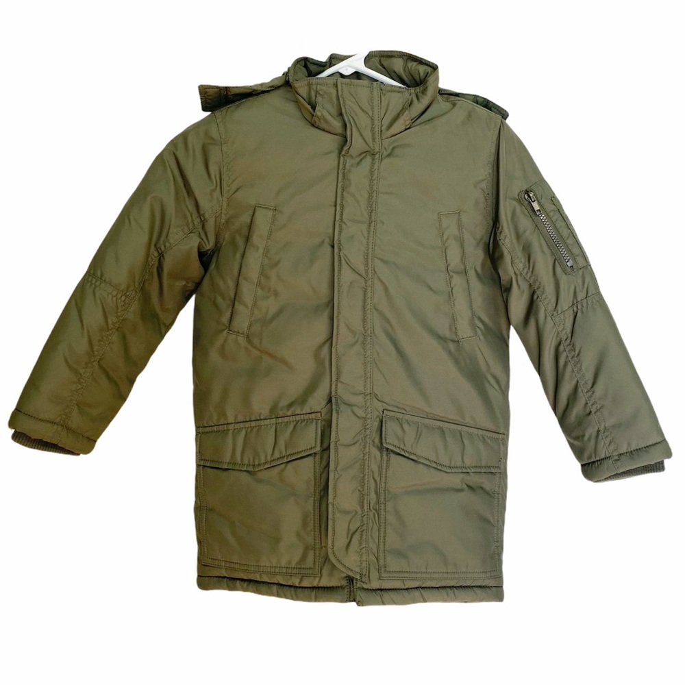 H&M Kids Boys Khaki Green Padded Parka - Size 6/7Y